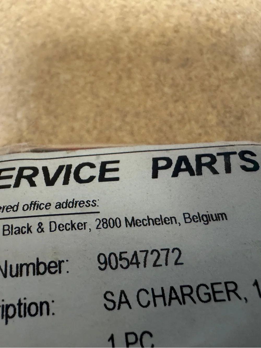 Black & Decker battery charger, Part Number 90547272, 8A charger for 120mA 10V